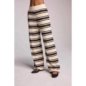 sundays Cream and Black Striped Wide-Leg Pants